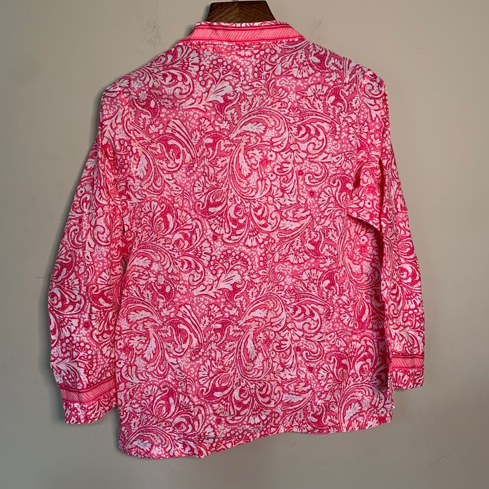 Oscar de la Renta Pink Label Pink Button Down Pajama Top Size XL - Picture 2 of 12